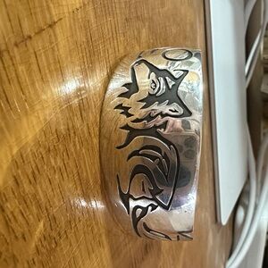 Vintage Sterling-Wolf Cuff Bracelet by Jeanne  Gamble